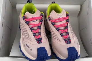 Moncler Plaid Low-Top Trail Running Shoes Royal Blue Pink
