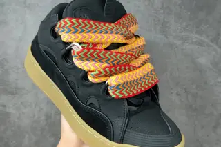 Lanvin Leather Curb Low-Top Chunky Sneakers Black Yellow