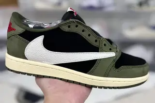 Jordan Travis Scott x 1 Low OG Basketball Shoes Black White Green