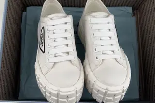Prada Re-Nylon Double Wheel Low-Top Skate Shoes White