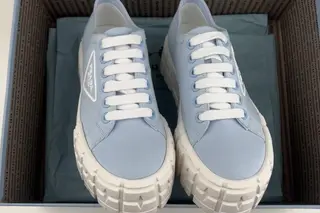 Prada Re-Nylon Double Wheel Low-Top Skate Shoes Blue White