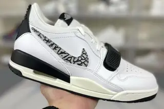 Jordan Legacy 312 Cement Swoosh Mid-Top Basketball Shoes White Black Panda