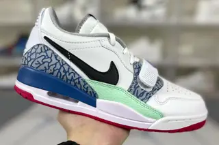 Jordan Legacy 312 Low Easter Basketball Shoes White Blue Purple