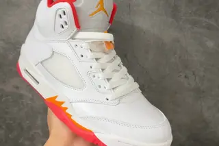 Jordan 5 Retro Sunset High-Top Basketball Shoes White Red Orange