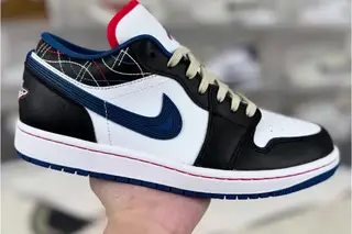 Jordan 1 Low Basketball Shoes White Black Blue