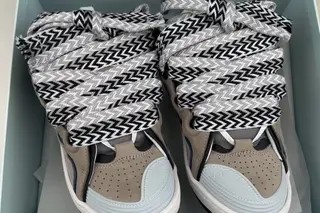 Lanvin Splatter Low-Top Chunky Sneakers Grey Blue