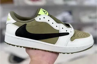 Jordan Travis Scott x 1 Low Golf EVA Basketball Shoes White Brown