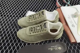 Loro Piana Walk Wish Low-Top Lifestyle Sneakers Olive Green