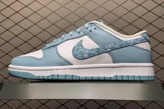 Nike Dunk Low Blue Paisley Skate Shoes White Blue