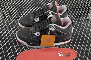 Jordan 4 Retro Bred Low-Top Basketball Shoes Black Red (JORDAN-174)
