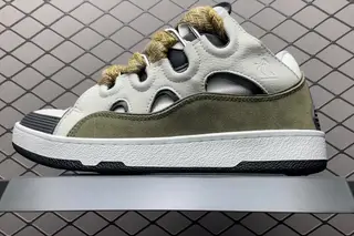 Lanvin Curb Low-Top Skate Shoes White Olive Fleece