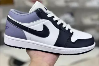 Jordan 1 Low-Top Basketball Shoes White Purple
