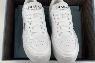 Prada Downtown Bold Low-Top Skate Shoes White