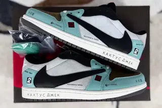 Jordan Travis Scott x 1 Low-Top Basketball Shoes Grey Blue