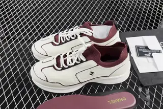 Chanel White Wine Low-Top Chunky Sneakers Black White Red