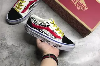 Vans x Gallery Dept. Old Skool OG Lx Low-Top Skate Shoes Allover Print Red Yellow