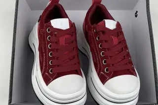 KILLWINNER Corduroy Low-Top Chunky Sneakers Red White