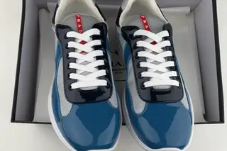 Prada America's Cup Low-Top Chunky Sneakers Grey Blue