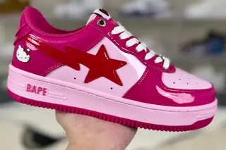 A Bathing Ape Hello Kitty x Sta Graffiti Low-Top Skate Shoes Pink