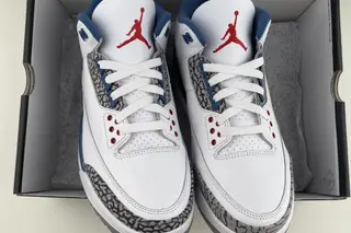 Jordan 3 Retro True Blue OG Low-Top Basketball Shoes White Blue