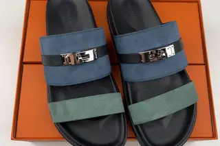 Hermes Jackson Low-Top Sneakers Black Blue Mint