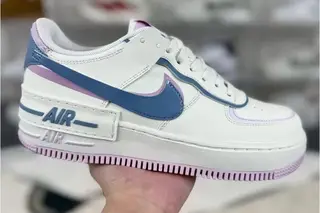 Nike Air Force1 Shadow Low-Top Trail Running Shoes White Blue Pink