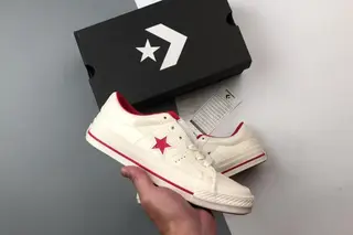 Converse One Star Leather Low-Top Skate Shoes White Red