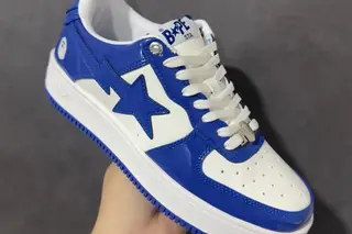 A Bathing Ape Sta Low-Top Skate Shoes White Blue