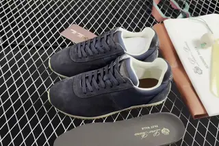 Loro Piana Walk Wish Low-Top Lifestyle Sneakers Navy