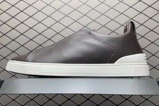 Zegna Triple Stitch Low-Top Skate Shoes Brown