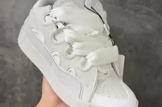 Lanvin Leather Curb Low-Top Chunky Sneakers White