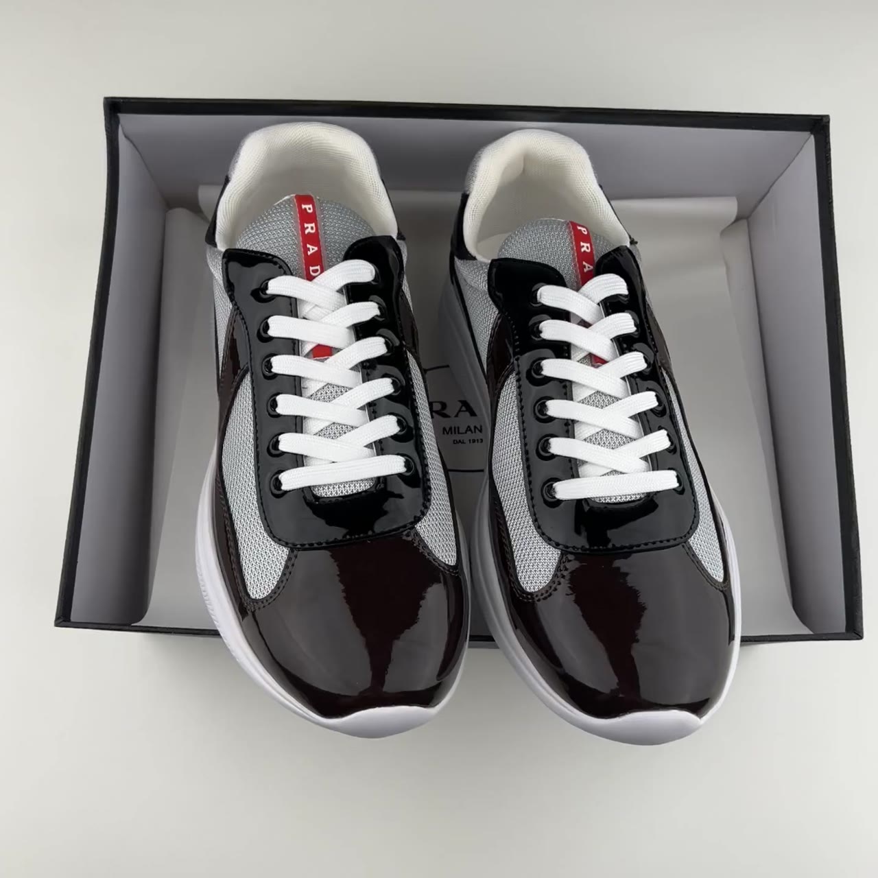 Prada America's Cup Low-Top Chunky Sneakers Black Grey