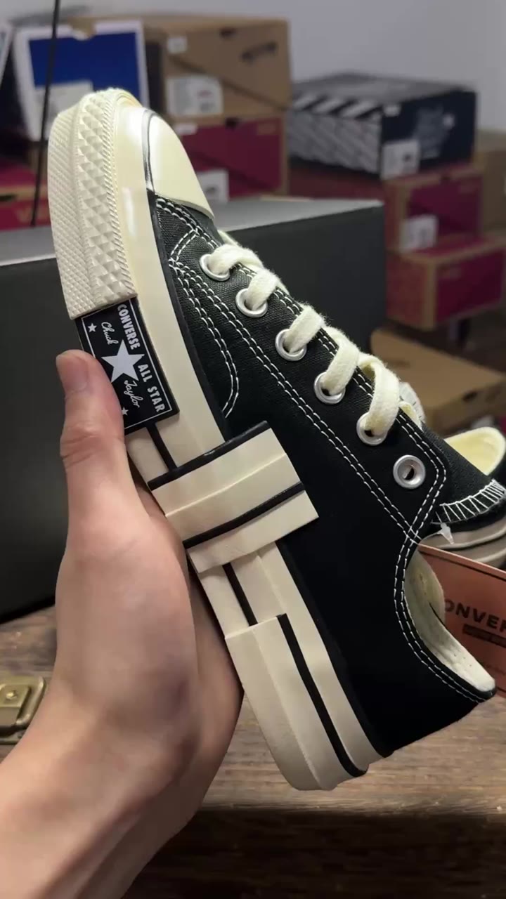 Converse Chuck 70 Low-Top Canvas Sneakers Black White Patched