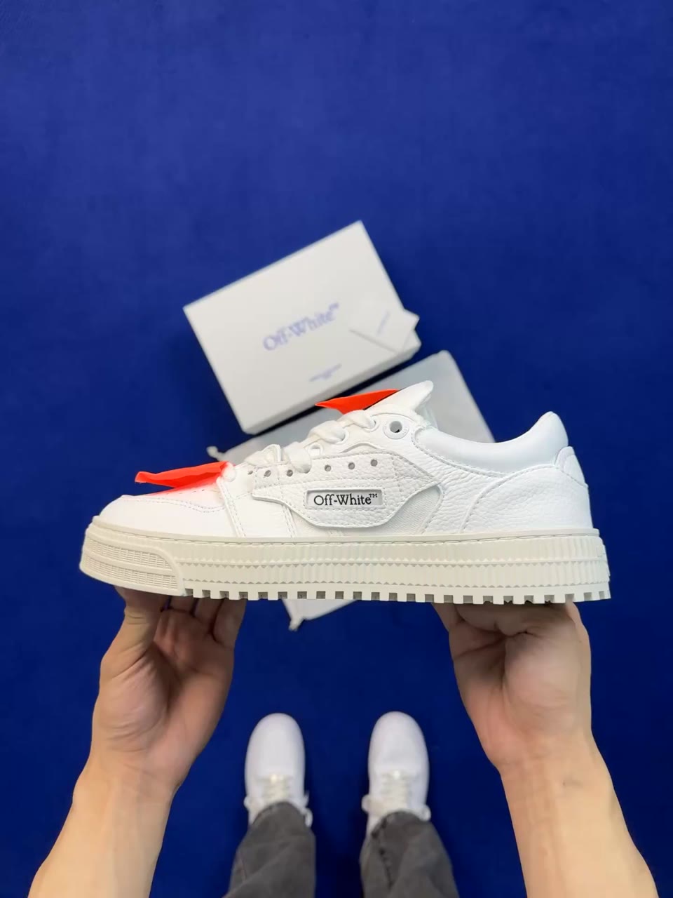 Off-White Ow Court Low-Top Skate Shoes White Orange