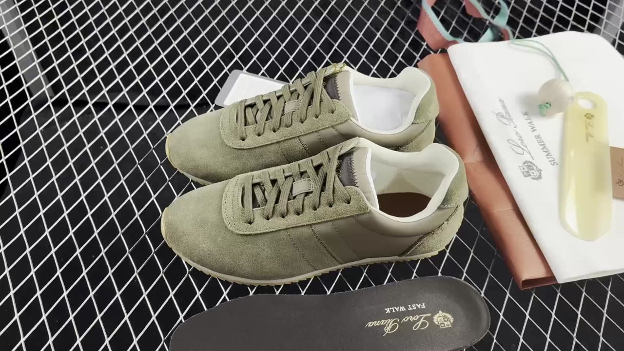 Loro Piana Walk Wish Low-Top Lifestyle Sneakers Olive Green