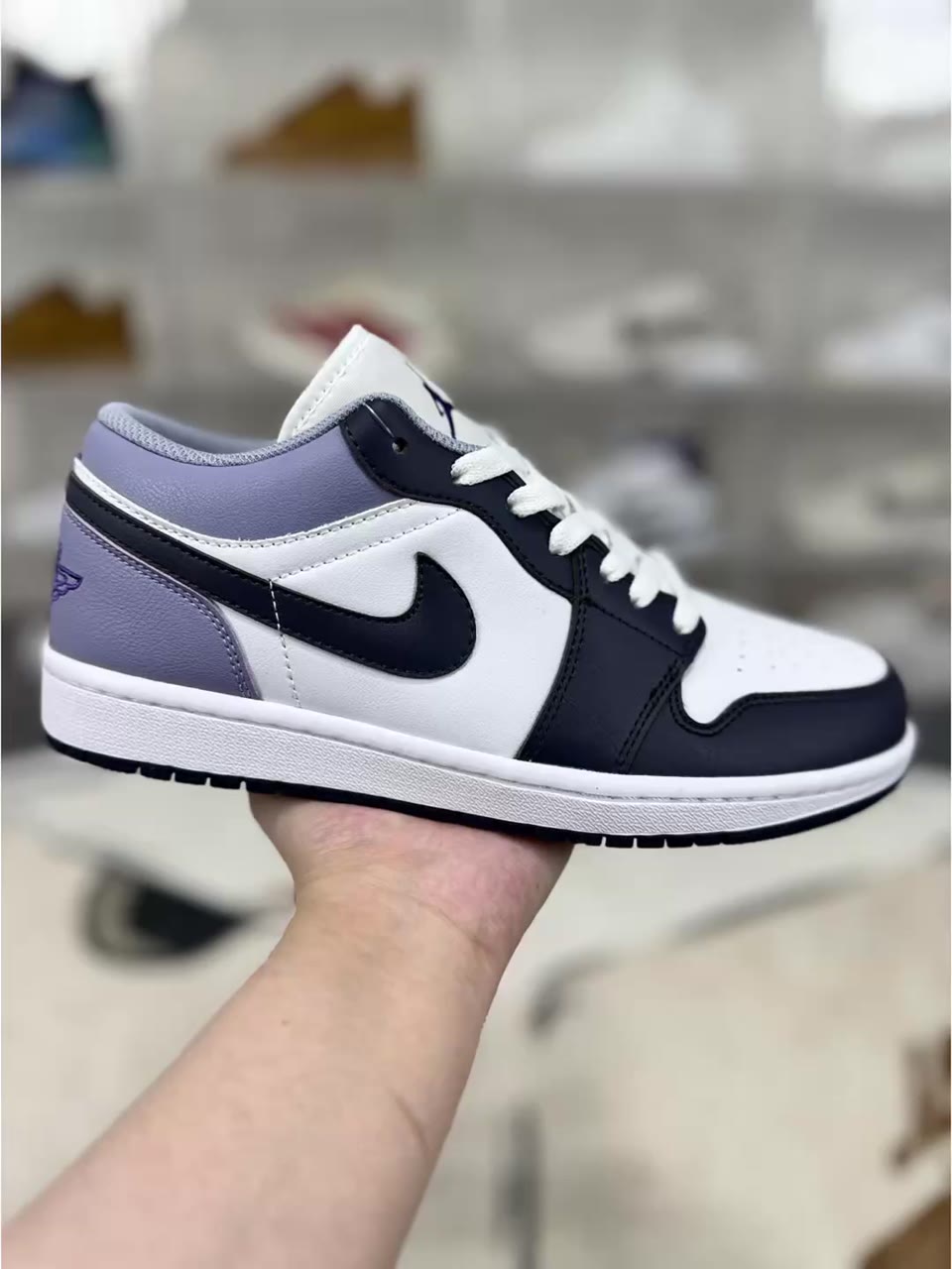 Jordan 1 Low-Top Basketball Shoes White Purple