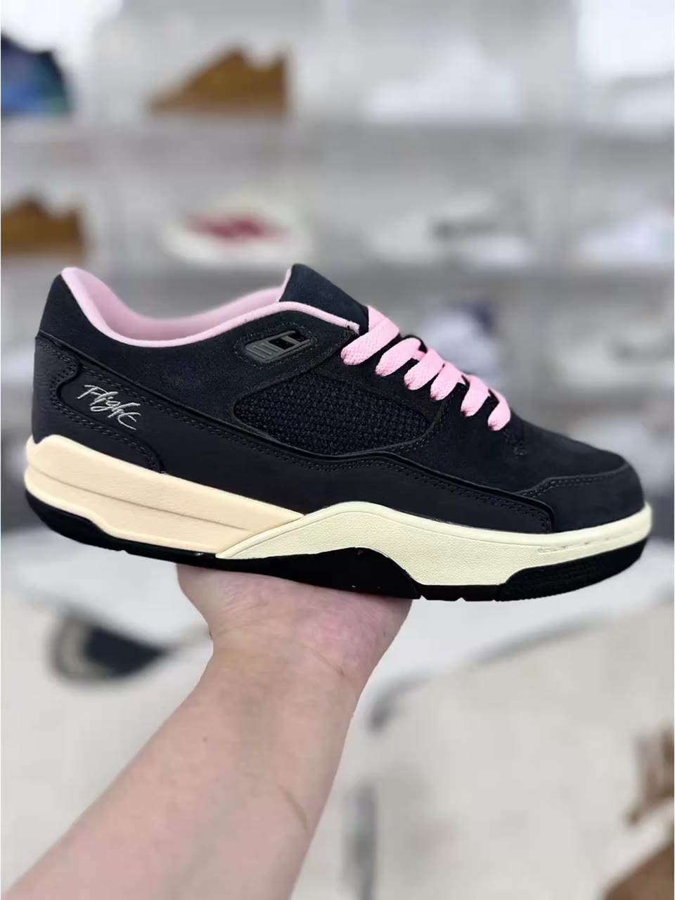 Jordan Flight Court Low-Top Basketball Shoes Black Pink