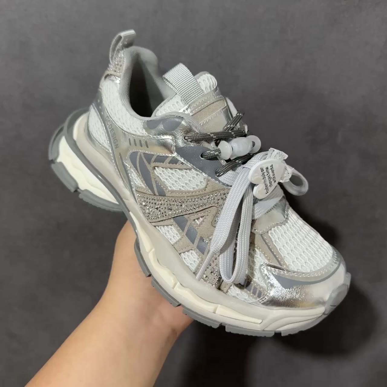 GG-CC Low-Top Chunky Sneakers White Grey