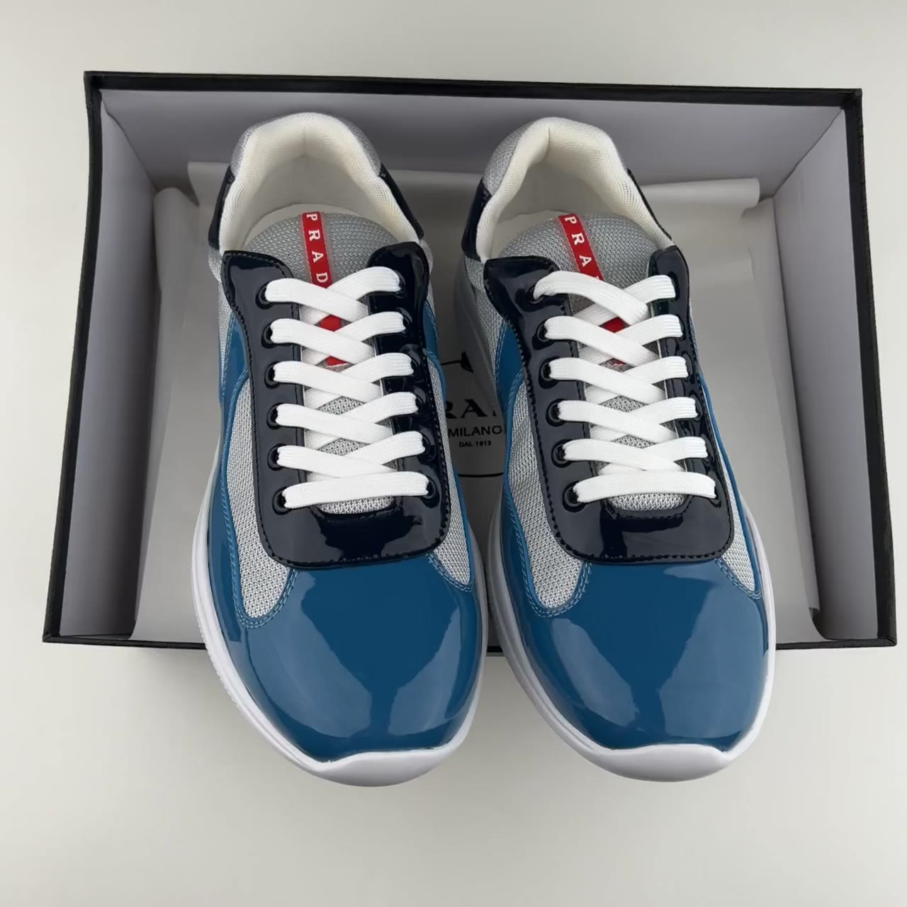 Prada America's Cup Low-Top Chunky Sneakers Grey Blue