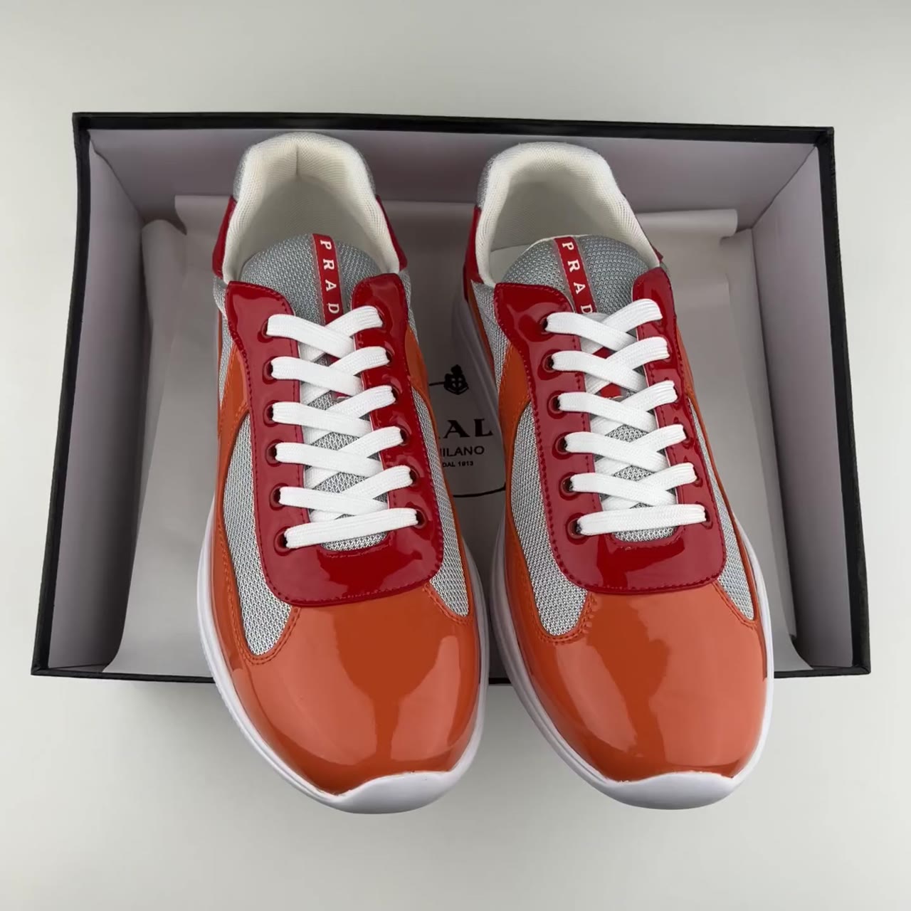 Prada America's Cup Low-Top Chunky Sneakers Orange