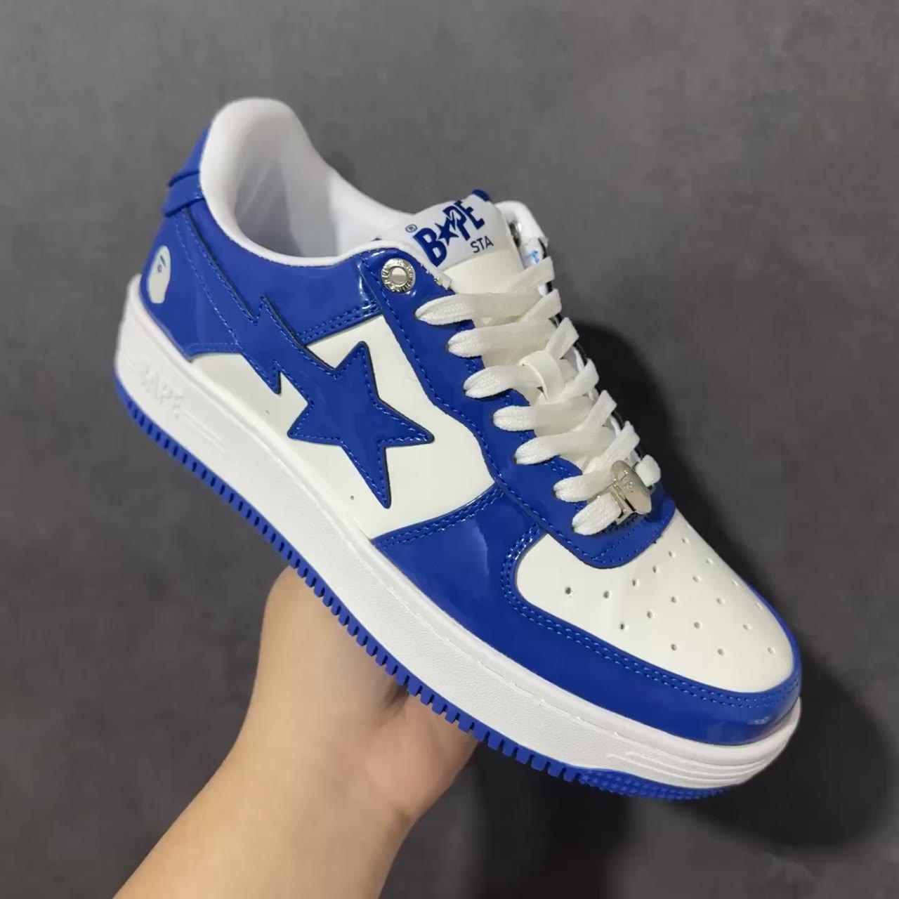 A Bathing Ape Sta Low-Top Skate Shoes White Blue