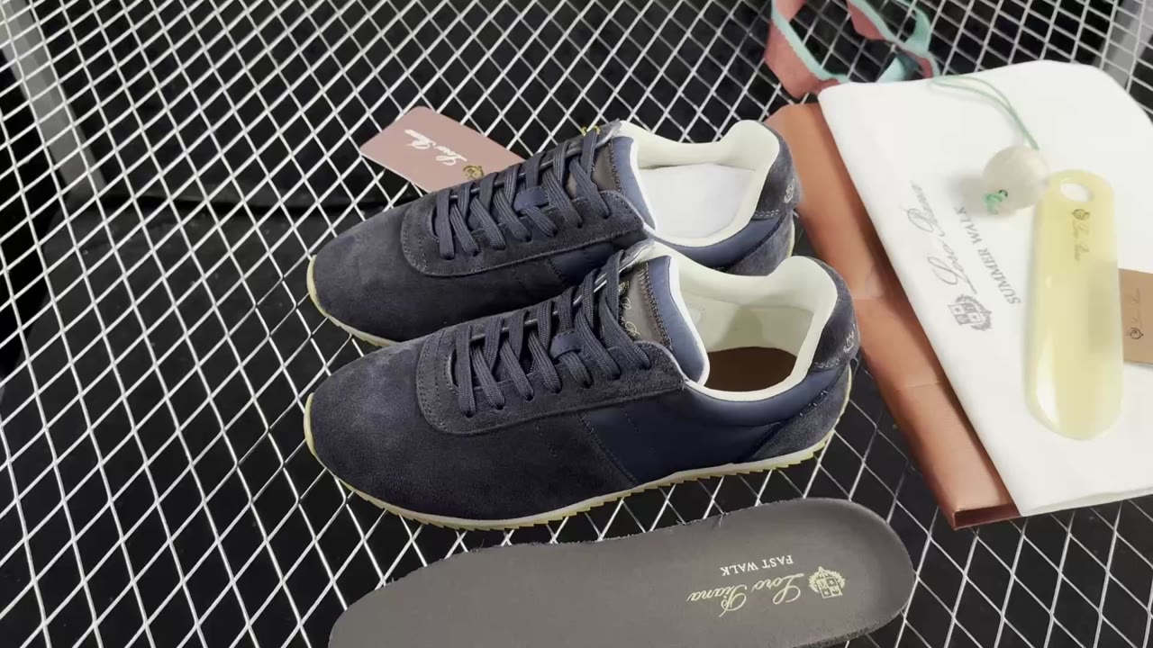 Loro Piana Walk Wish Low-Top Lifestyle Sneakers Navy