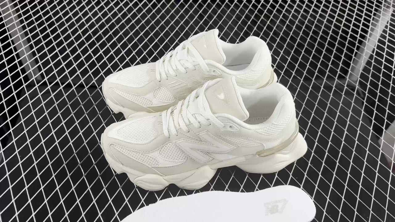 New Balance 9060 Low-Top Running Shoes Triple White