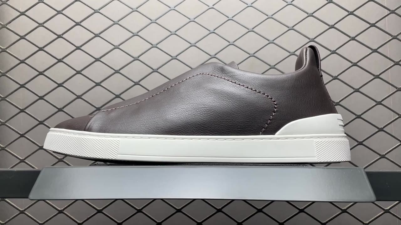 Zegna Triple Stitch Low-Top Skate Shoes Brown