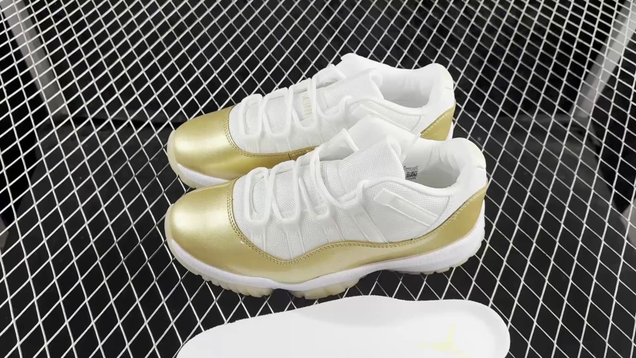 Jordan 11 Low Metallic Gold Basketball Shoes White