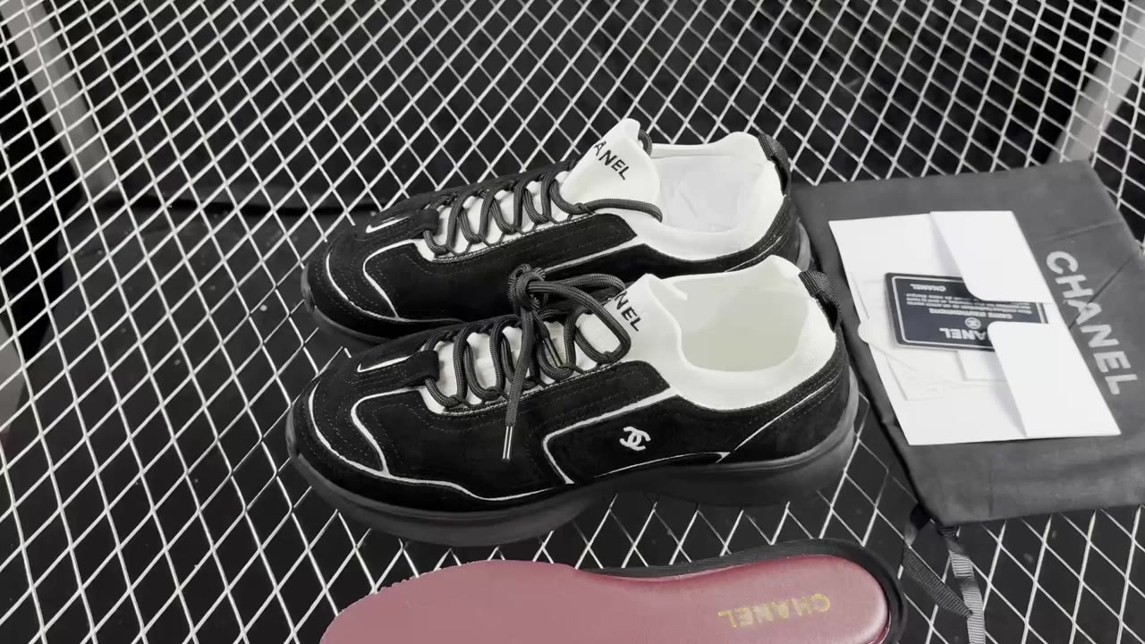 Chanel Low-Top Chunky Sneakers Black White Red (CHANEL-9)